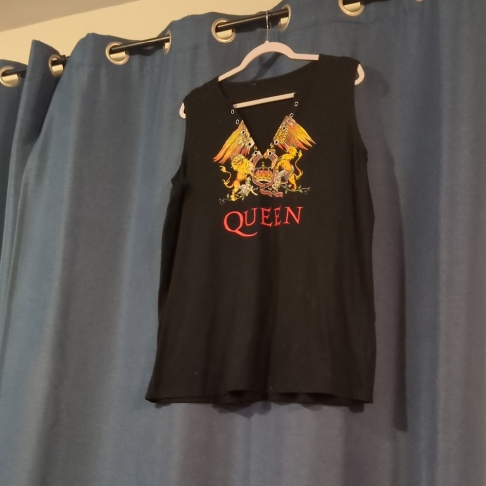 Queen Black Tank Top with Colorful Graphic
